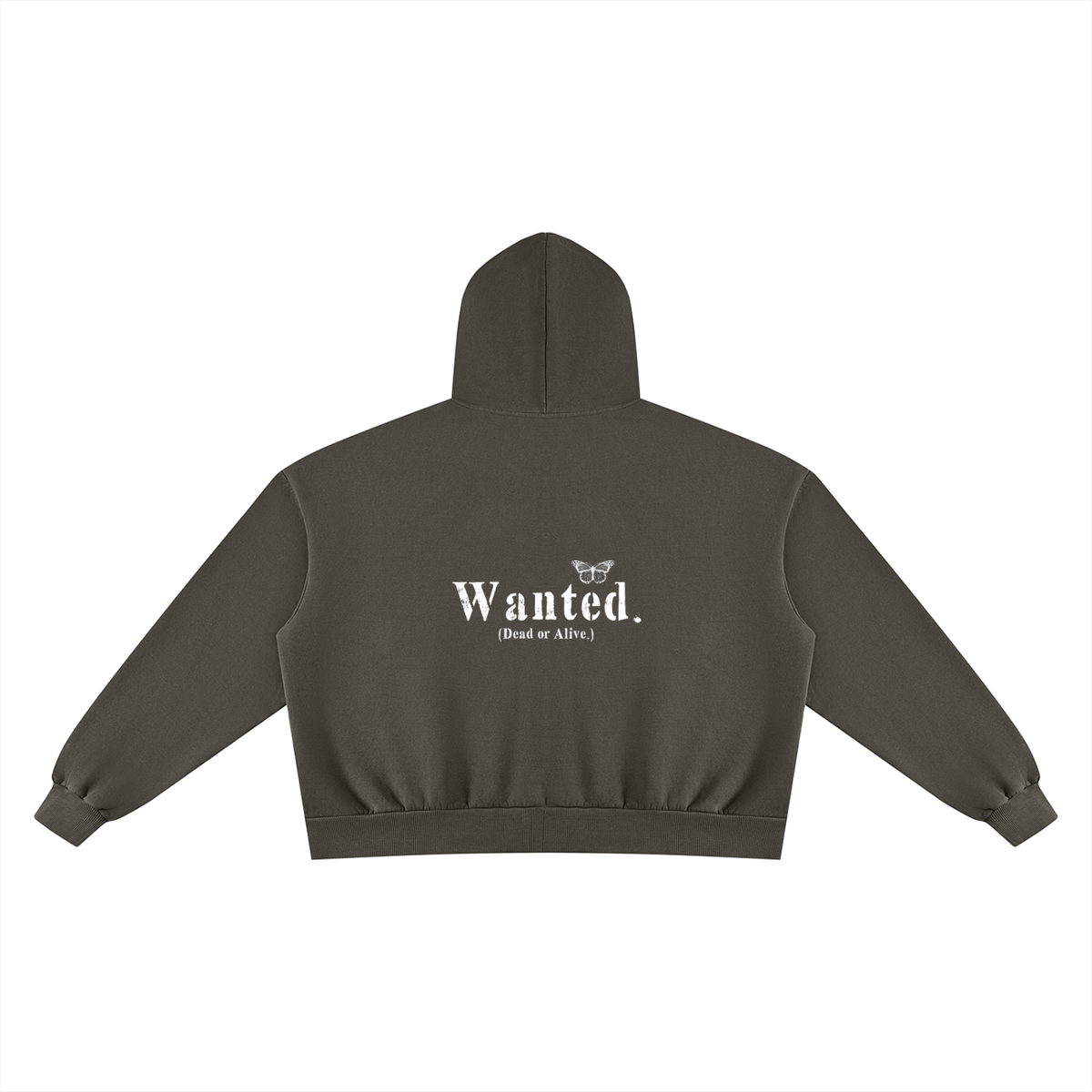 Vintage "WANTED." Box Fit Full Zip Hoodie