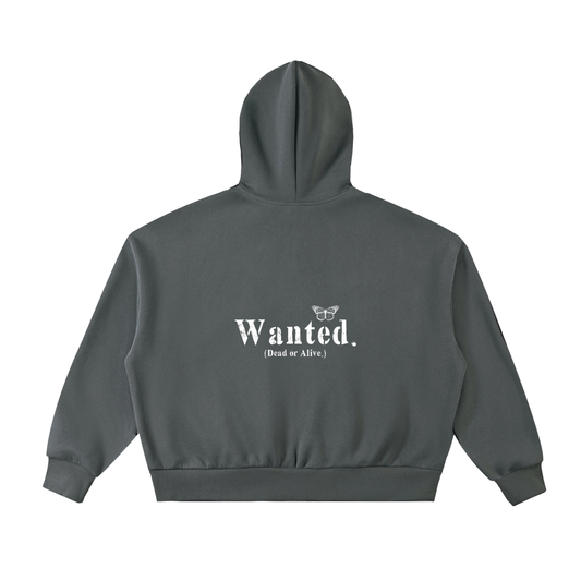 "WANTED." Full-Zip Box Fit Hoodie