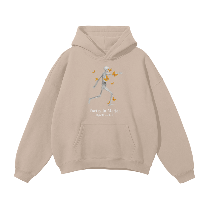 Oversized "Motion Poetry" Fleece Hoodie