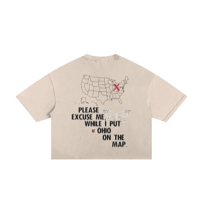 Distressed "OHIO ON THE MAP." Box fit Tee