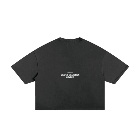 Distressed "SOCIAL MEDIA" Box Fit Tee