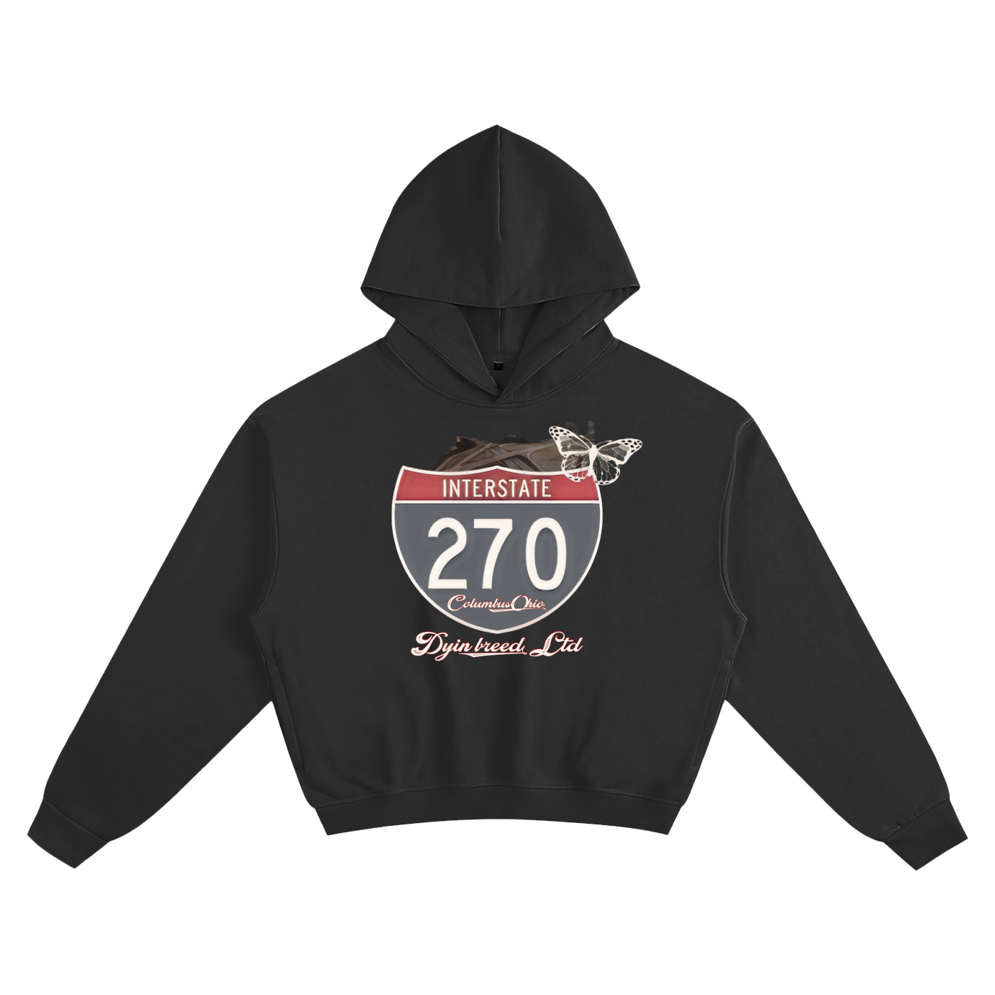"270." Box Fit Hoodie (Black + Gray)