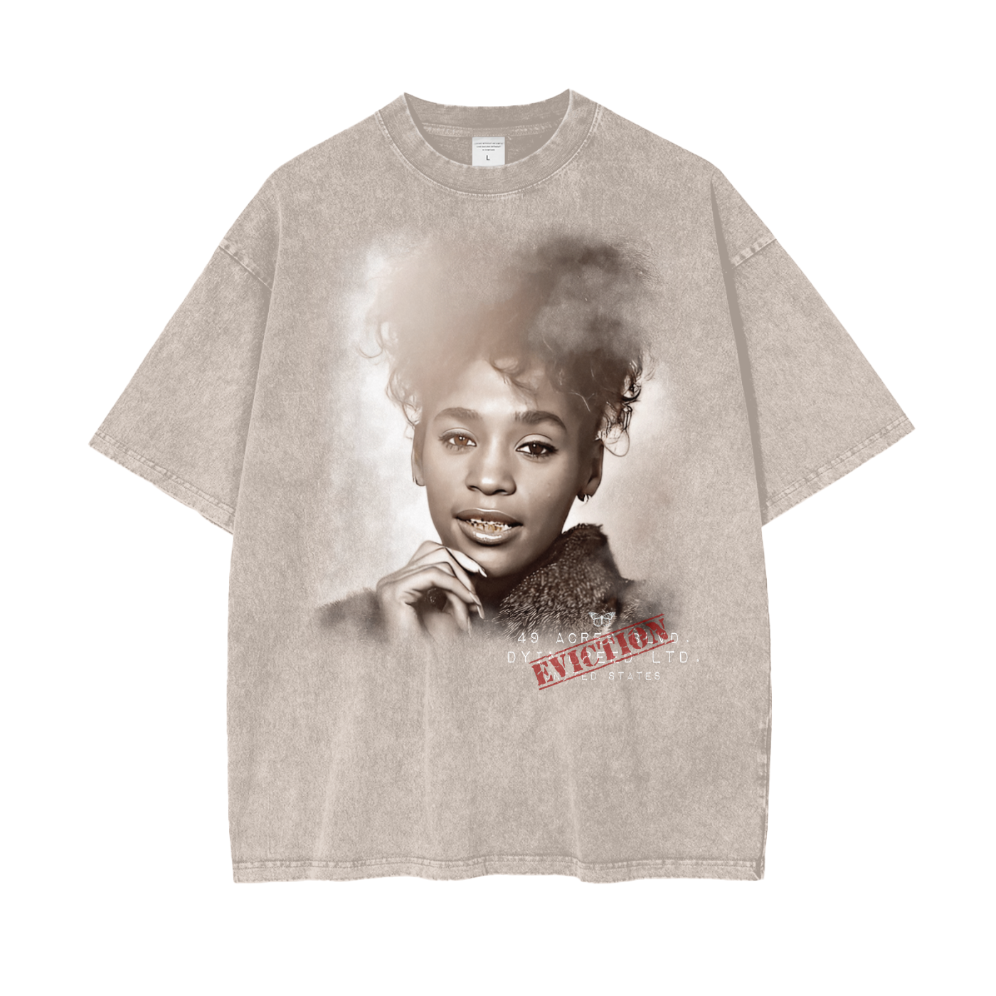 Oversize Snow Wash "YOUNG WHITNEY. " Tee