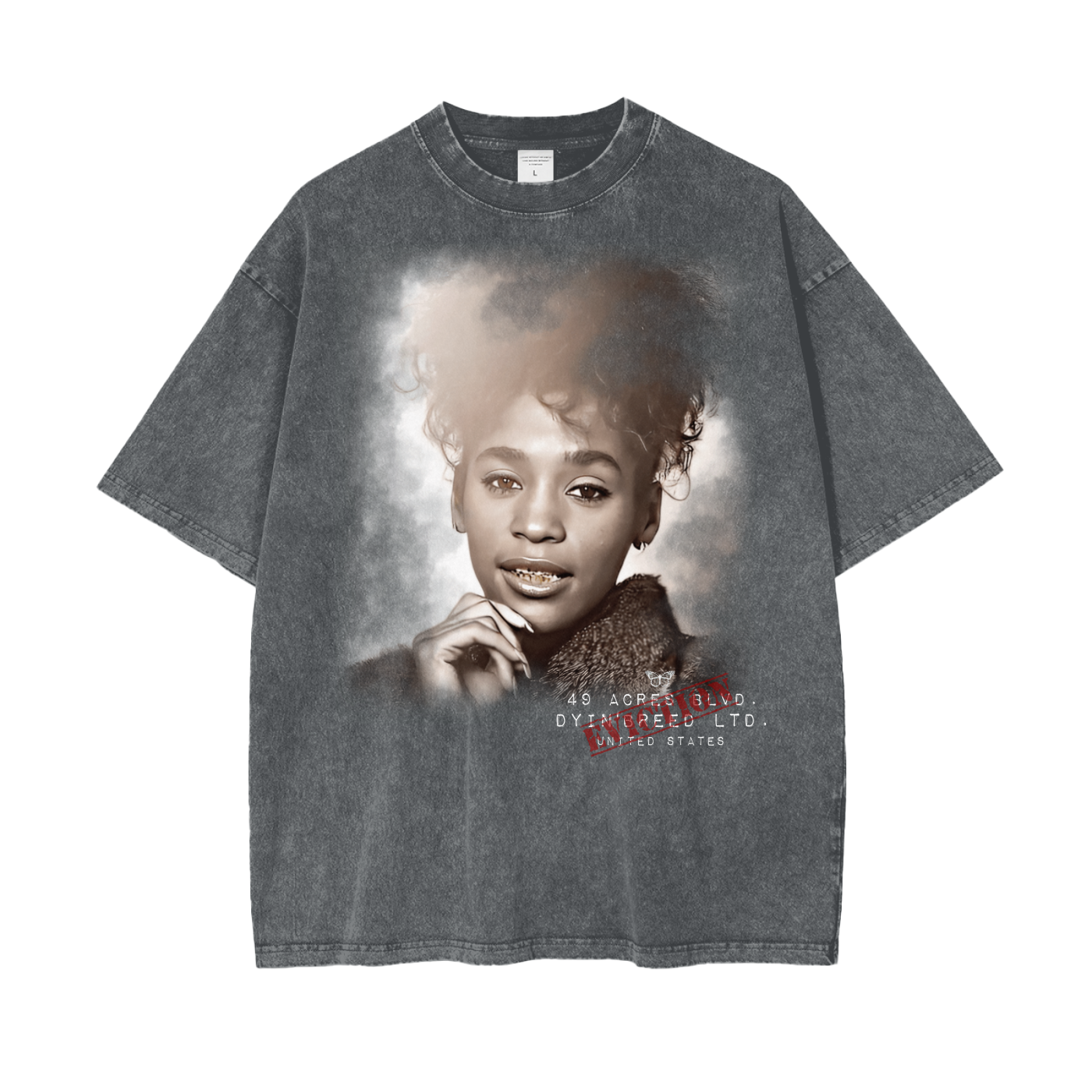 Oversize Snow Wash "YOUNG WHITNEY. " Tee