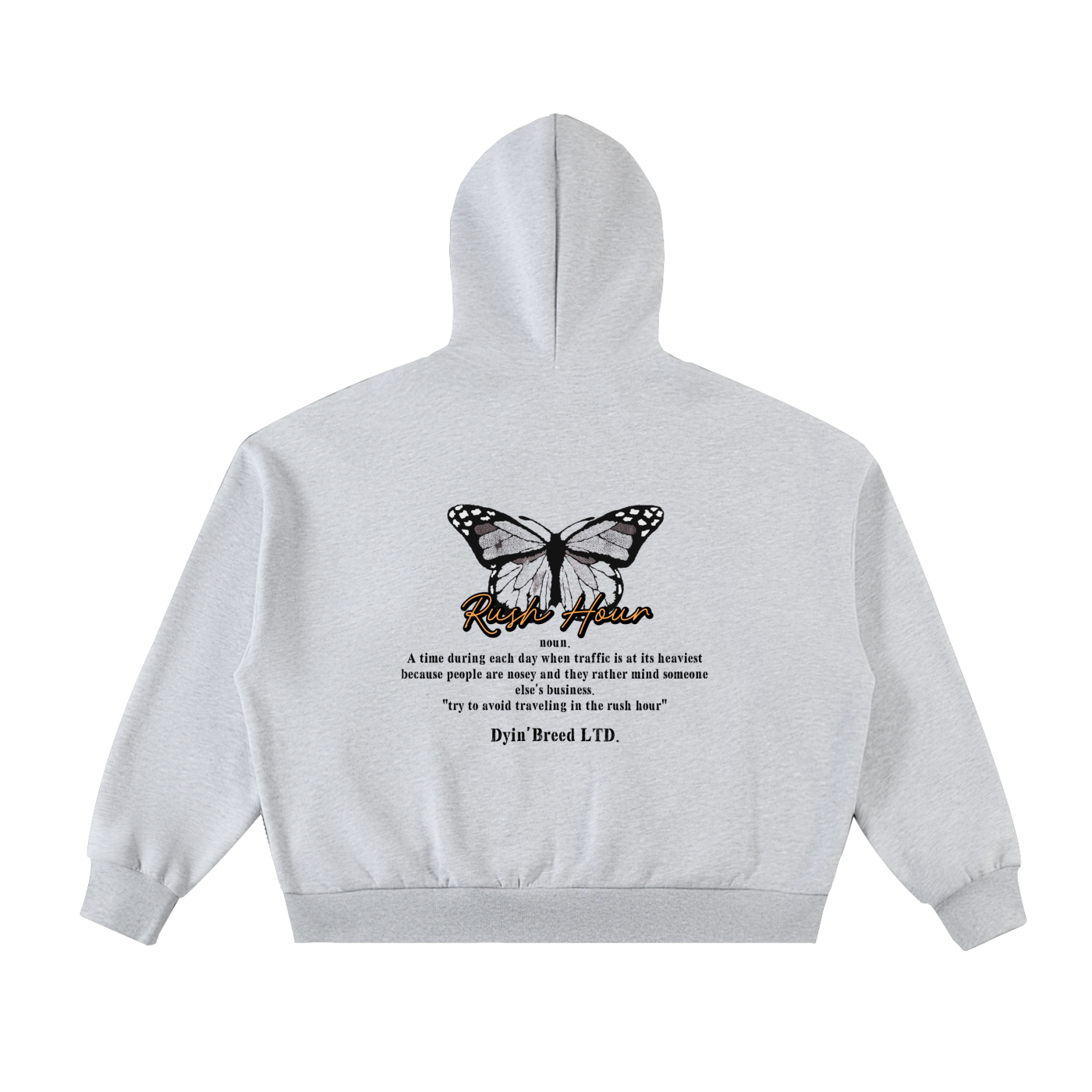 "RUSH HOUR." Full-Zip Box Fit Hoodie