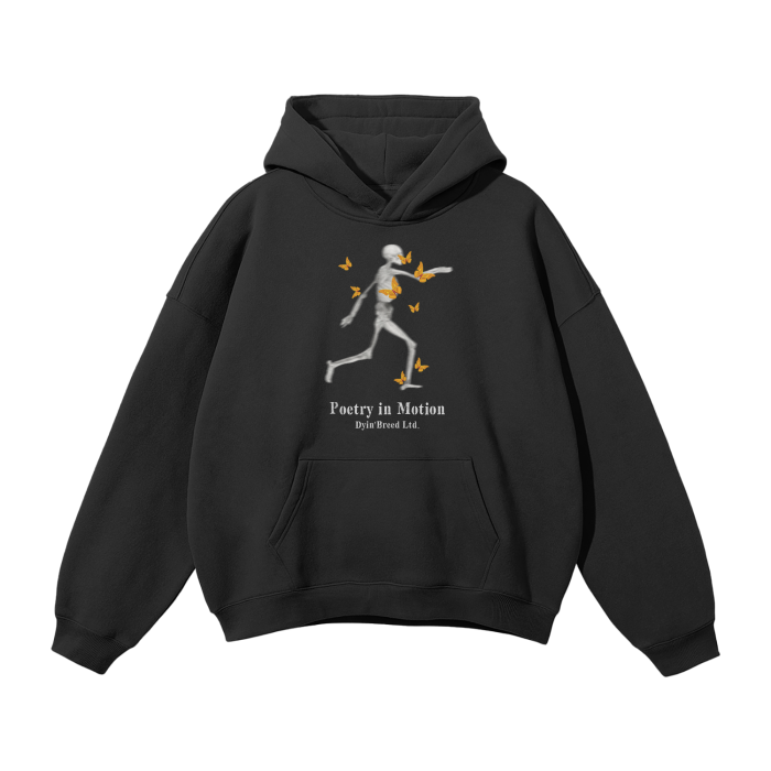 Oversized "Motion Poetry" Fleece Hoodie