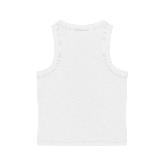 Washed "KISS N TELL." Tank Top (White)