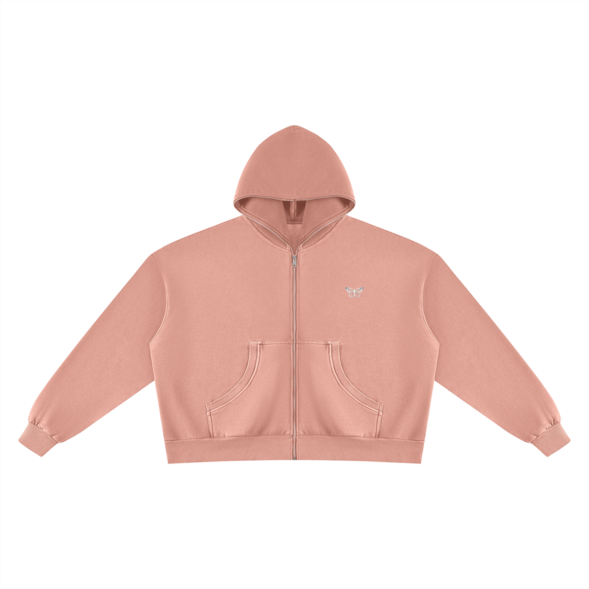 Vintage "WANTED." Box Fit Full Zip Hoodie