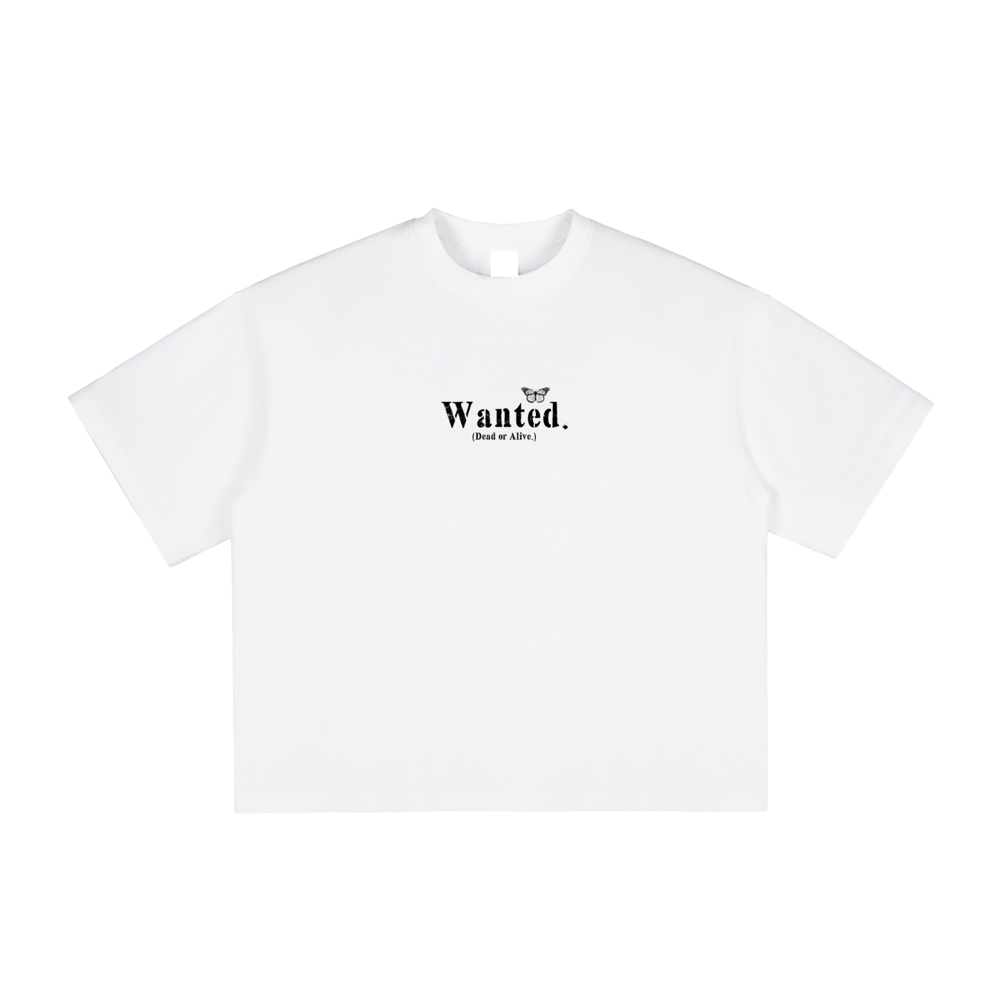 Vintage Wash "WANTED." Box Fit Tee (white)