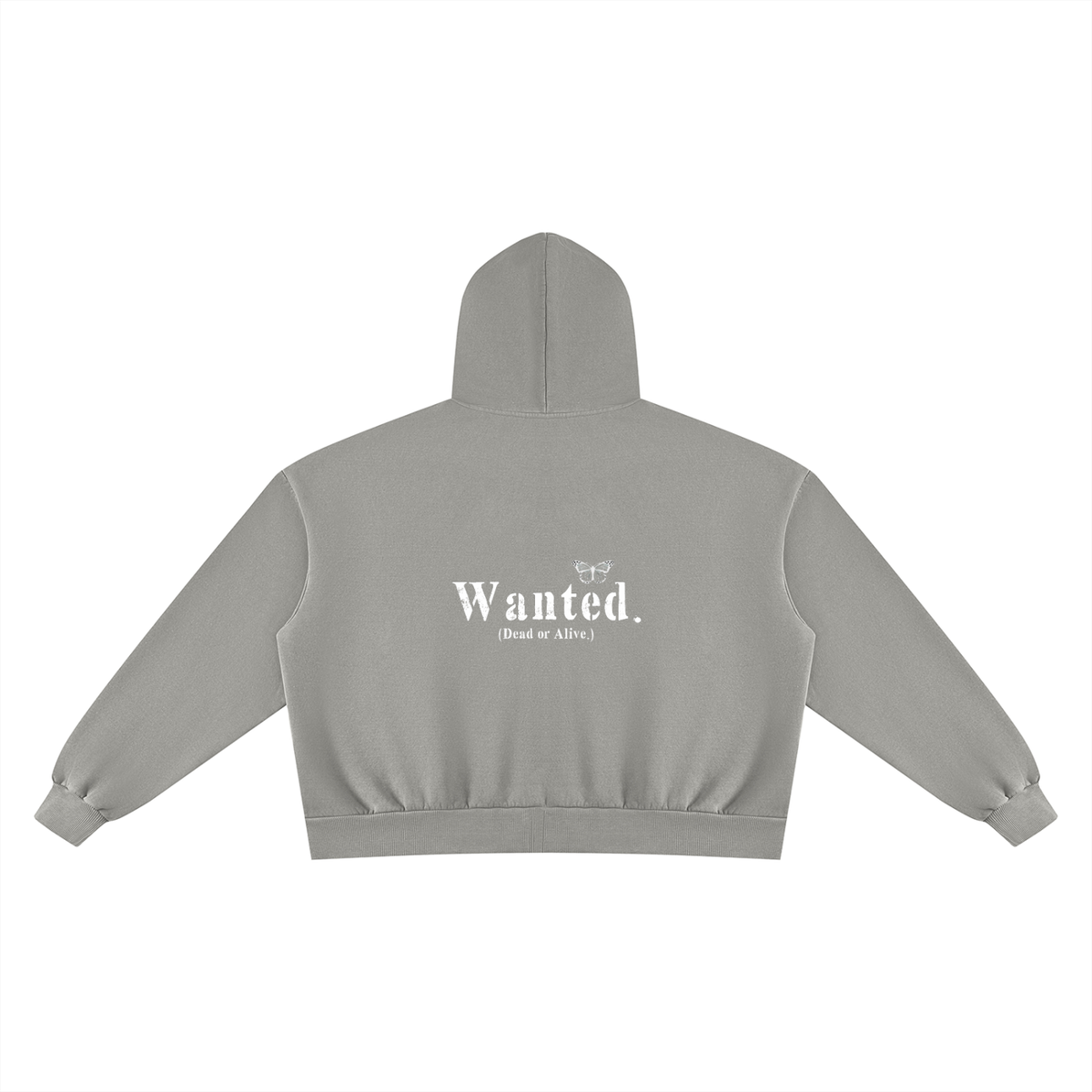 Vintage "WANTED." Box Fit Full Zip Hoodie