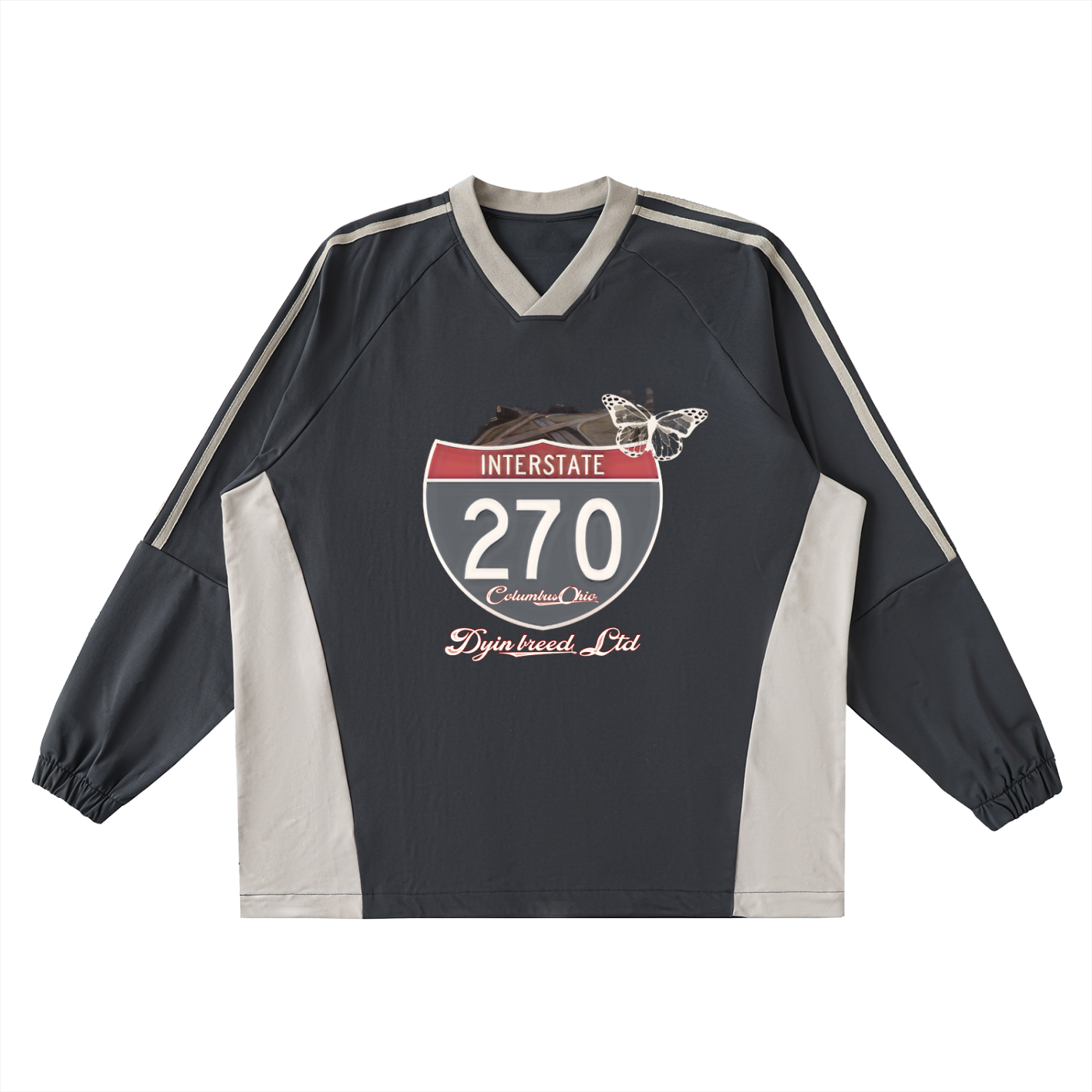 "270." x " 49 PROBLEMS." V-Neck Windshirt