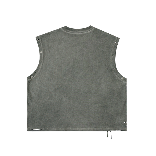 Distressed Grommet "RUSH HOUR." Tank Top
