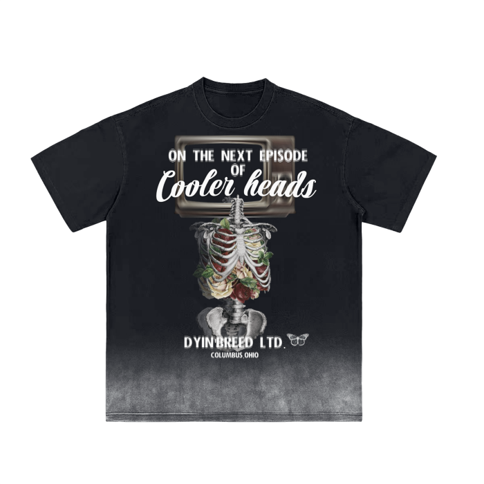 "COOLER HEADS." Washed Gradient Tee