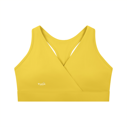 Women's "WANTED." Crossover V-Neck Sports Bra (+COLORS)