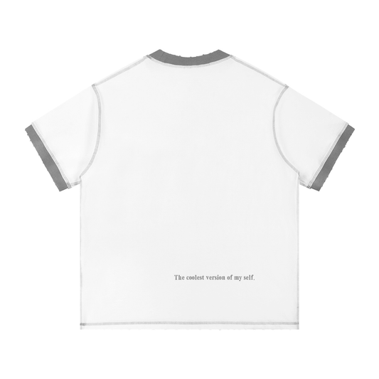 "THE COOLEST." Stitched Tee (White/Gray)