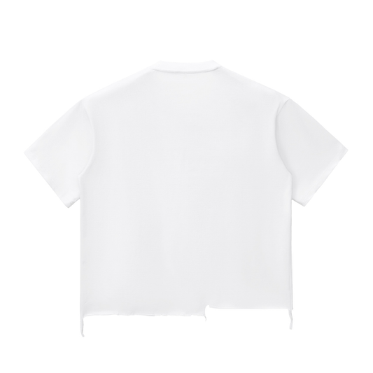 Raw-Hem Box Fit "REALITY." Tee