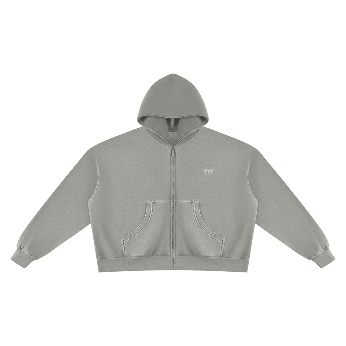 Vintage "WANTED." Box Fit Full Zip Hoodie