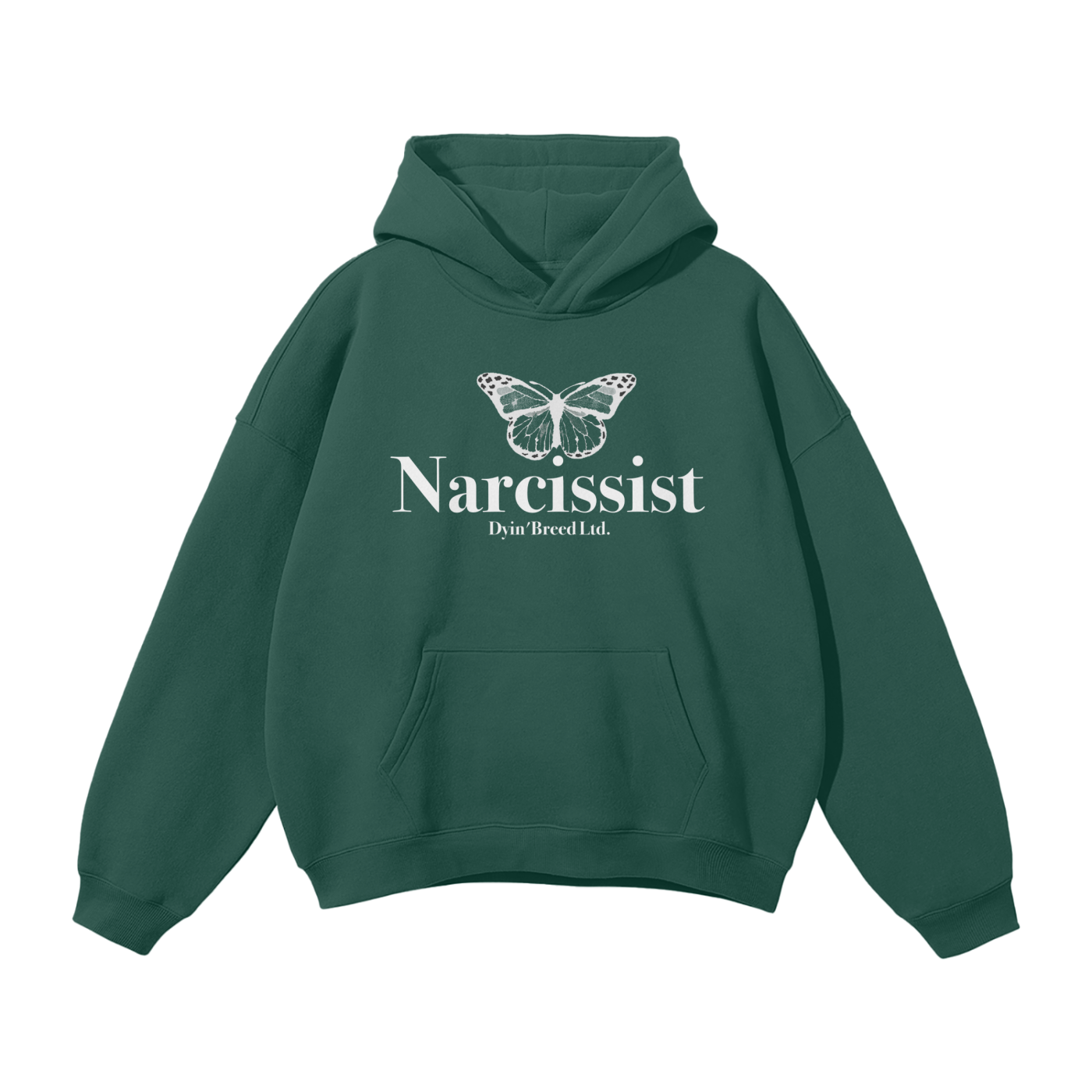 "NARCISSIST." Fleece Hoodie (WHITE LOGO)