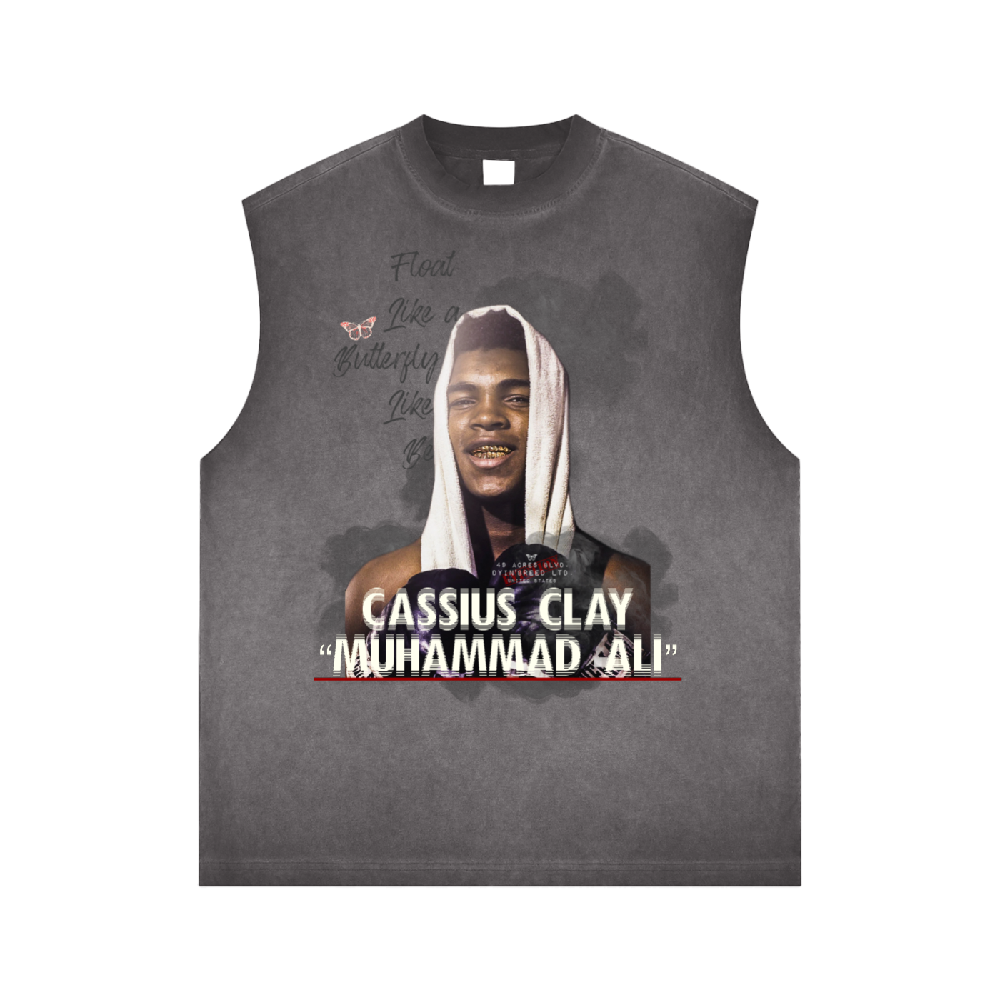 Washed "CASSIUS CLAY." Sleeveless Tee