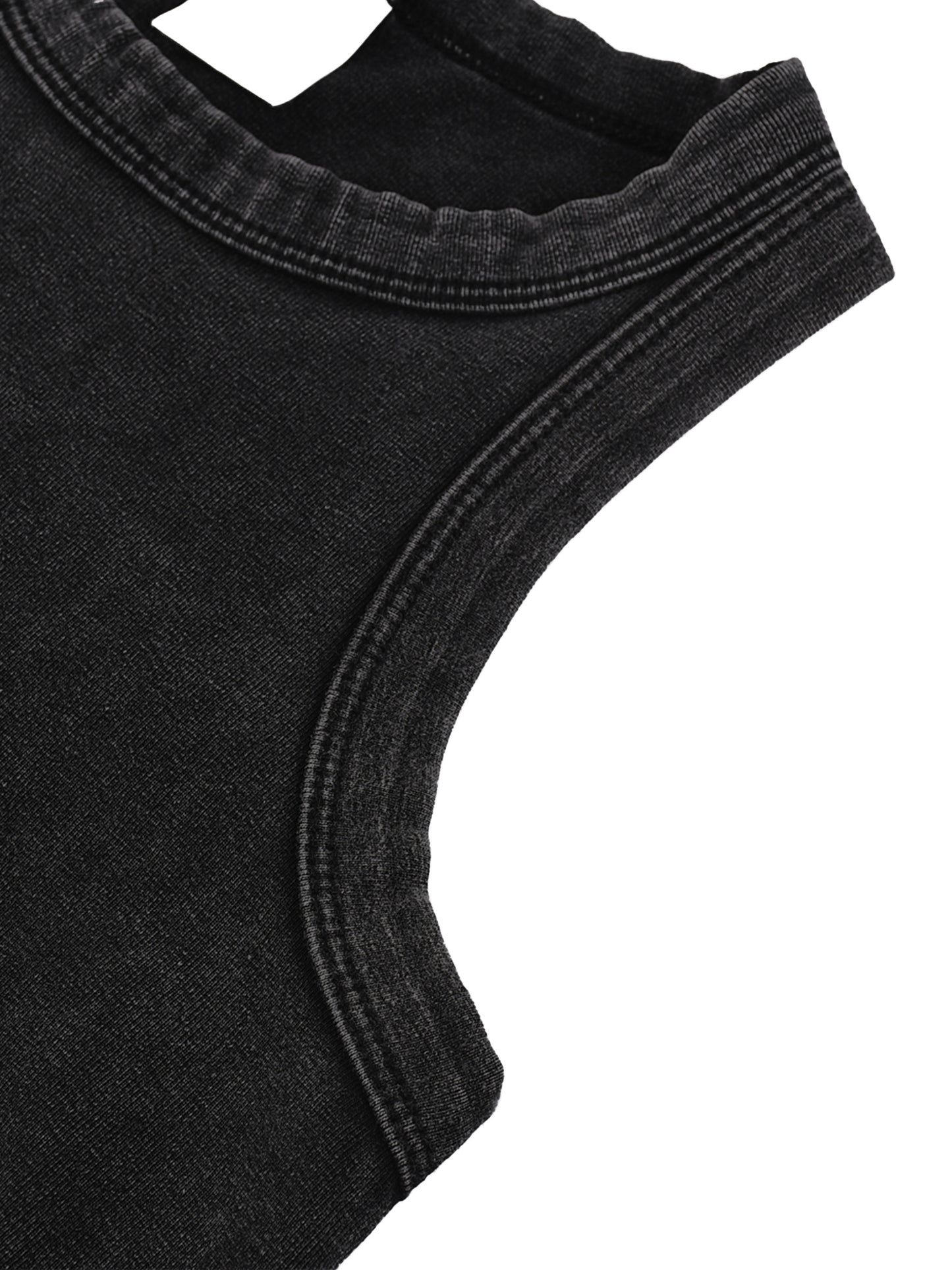 Washed "KISS N TELL." Tank Top (Black)