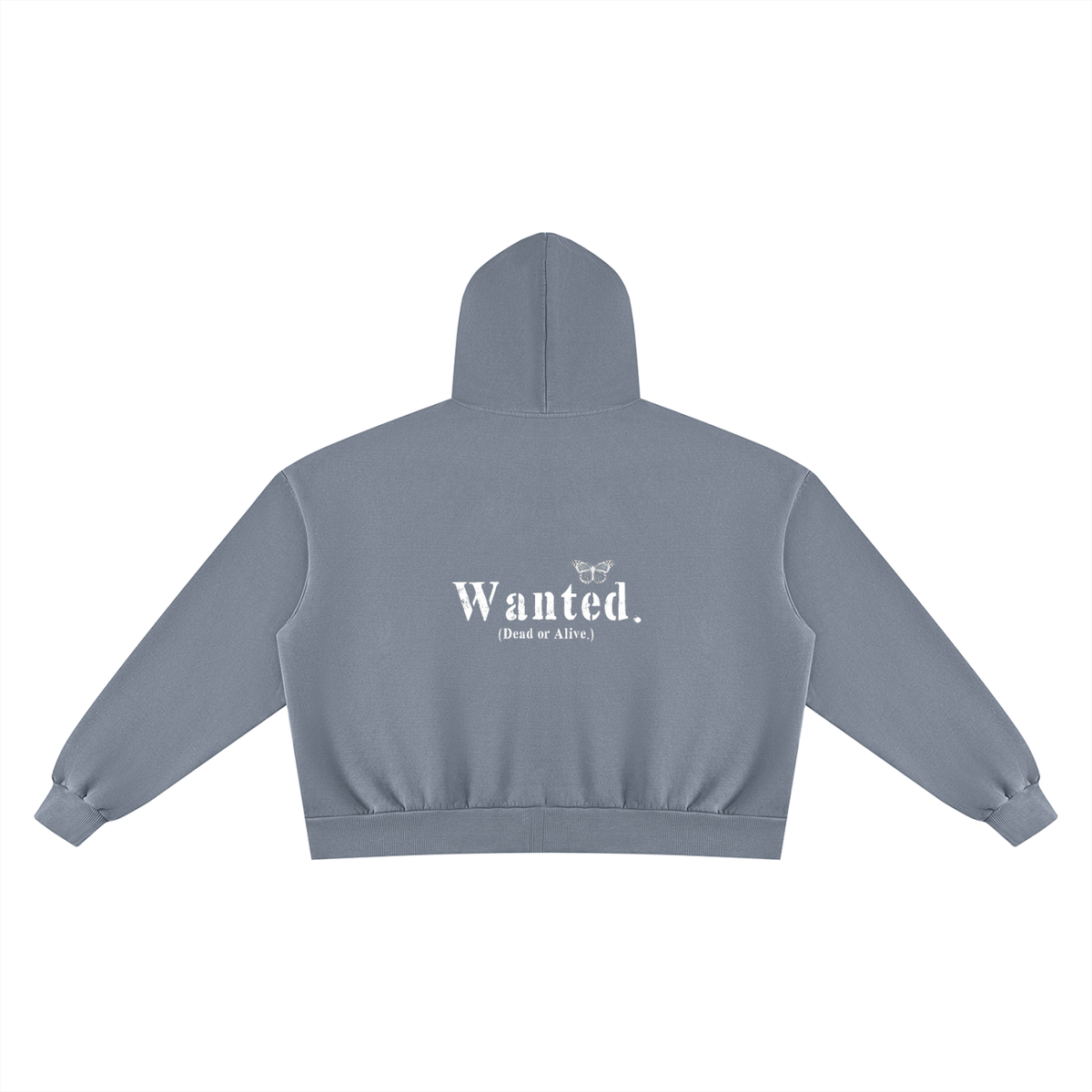 Vintage "WANTED." Box Fit Full Zip Hoodie