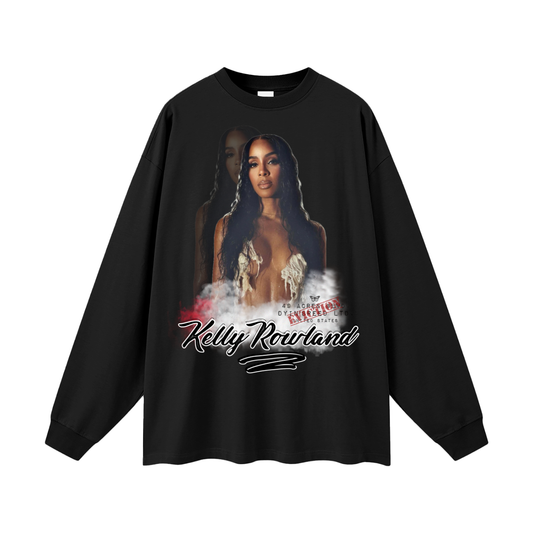 Oversized "KELLY ROWNLAND." Long Sleeve Tee