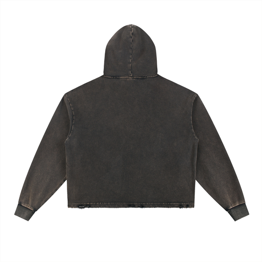 Vintage Wash “THREADS TO RICHES.”  Distressed Hoodie