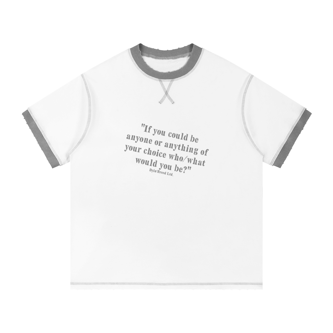 "THE COOLEST." Stitched Tee (White/Gray)