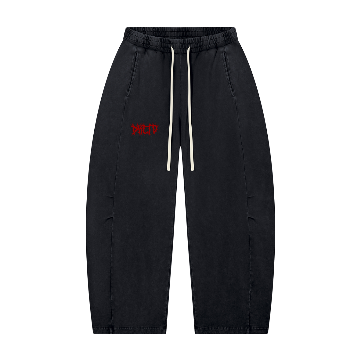 Washed "DBLTD." Barrel Leg Pants (RED LOGO)