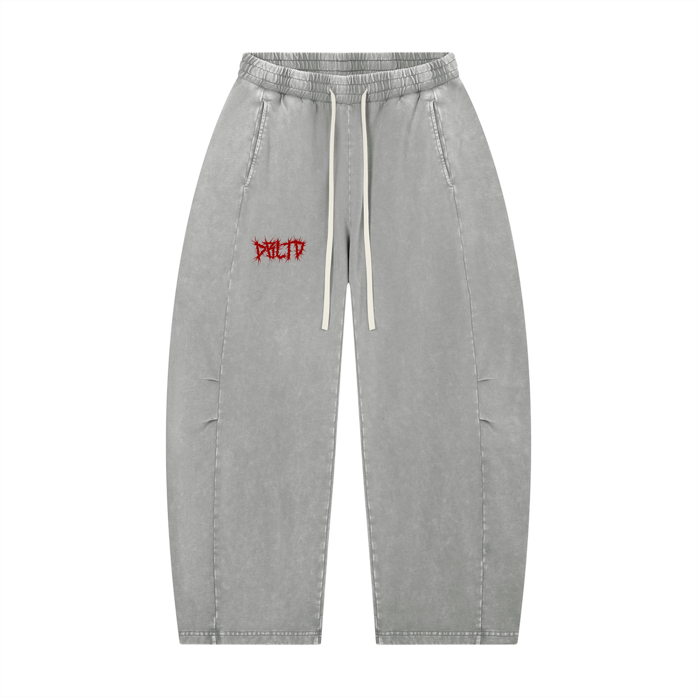 Washed "DBLTD." Barrel Leg Pants (RED LOGO)