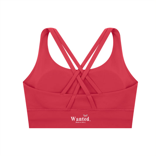 Thick "WANTED." Criss-Cross Sports Bra