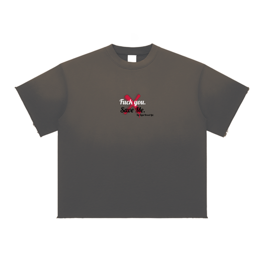 Sun Fade "SAVE ME." Raw Edge T-Shirt