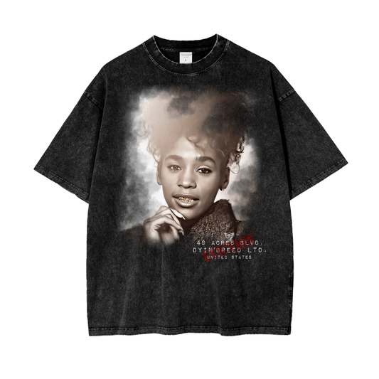 Oversize Snow Wash "YOUNG WHITNEY. " Tee