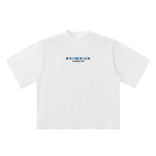 Oversized Drop Shoulder "COOL BLUE." Tee