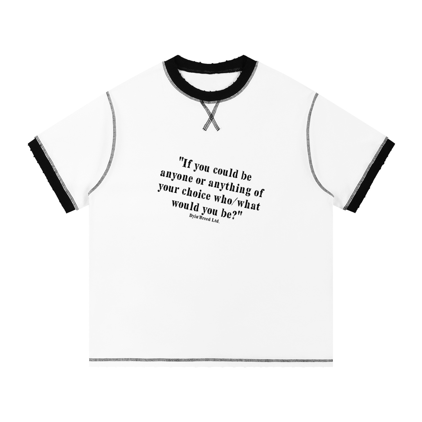 "THE COOLEST." Stitched Tee (White/Black)