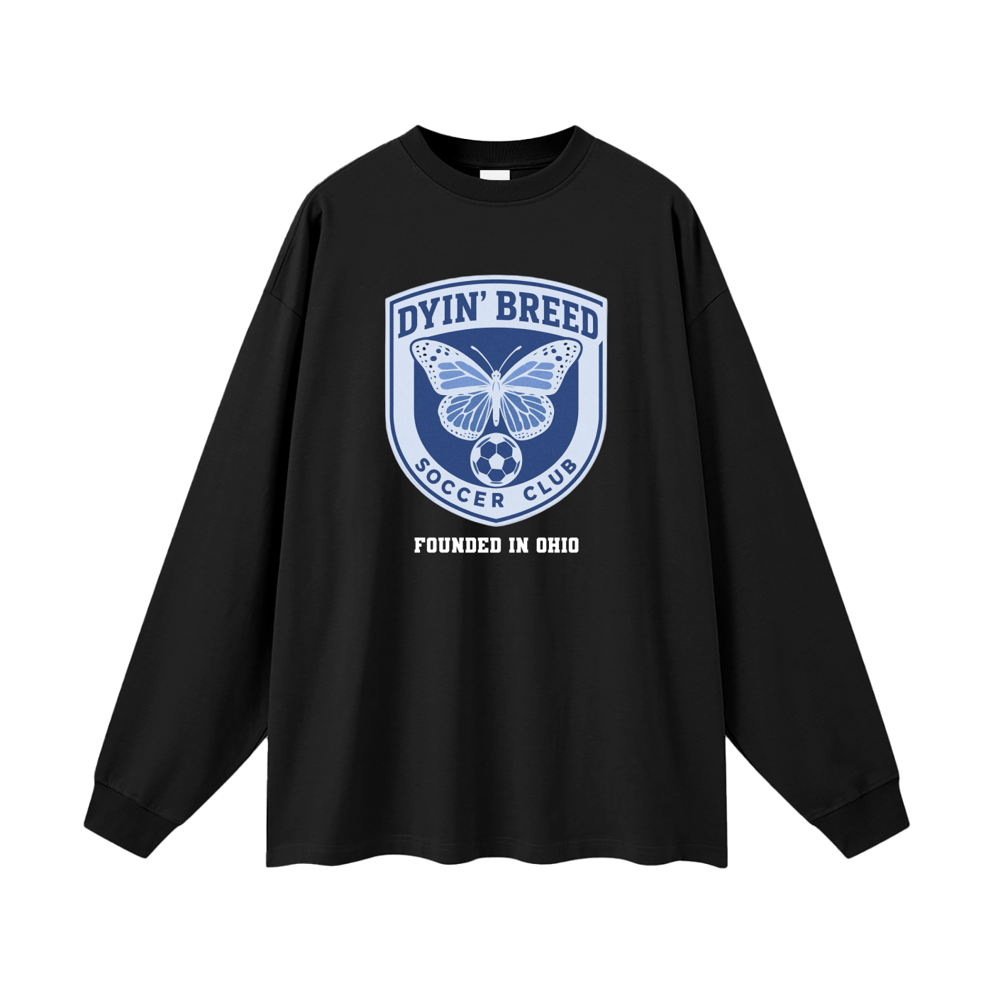 Oversized "SOCCER CLUB." Long Sleeve Tee (Blue)