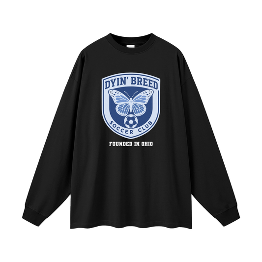 Oversized "SOCCER CLUB." Long Sleeve Tee (Blue)