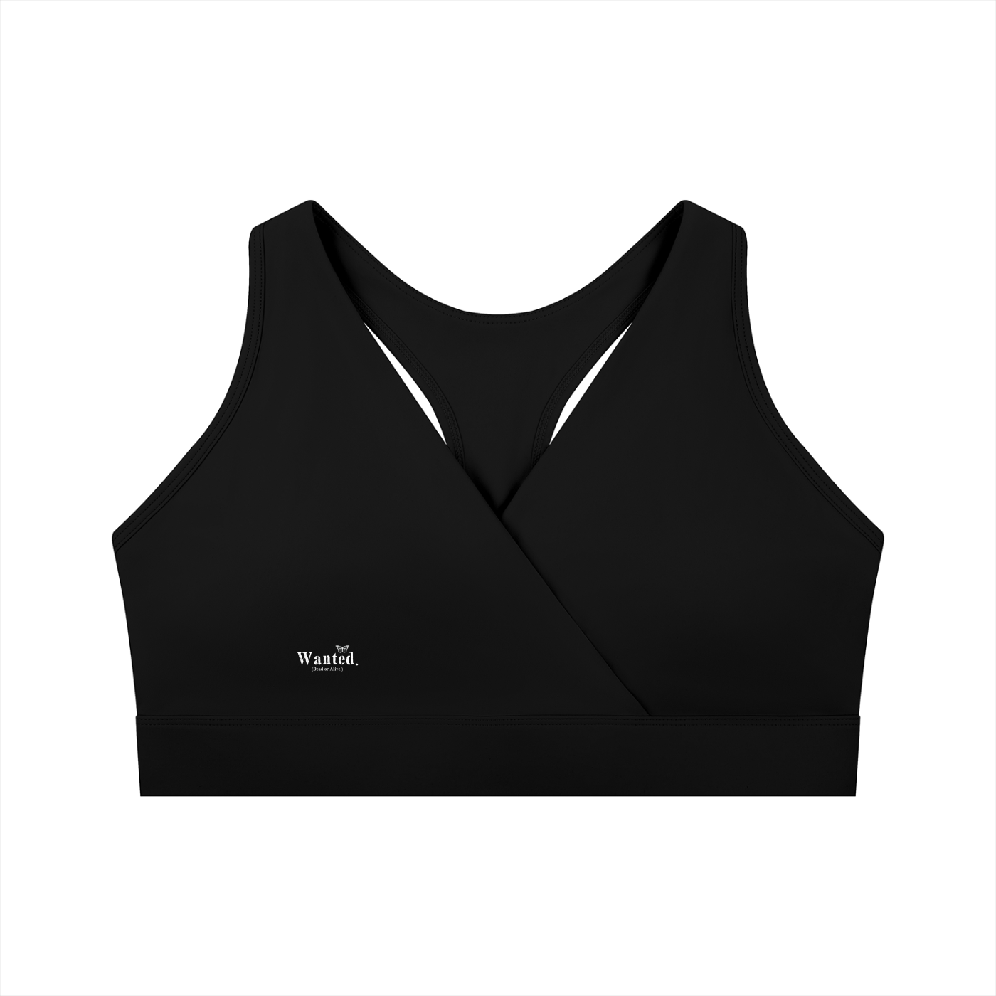 Women's "WANTED." Crossover V-Neck Sports Bra (+COLORS)