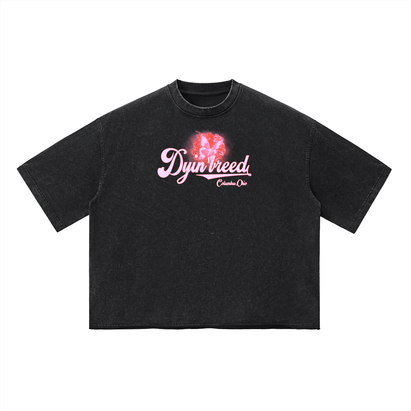Vintage Wash "BALLPARK." Box Fit Tee (Pink)