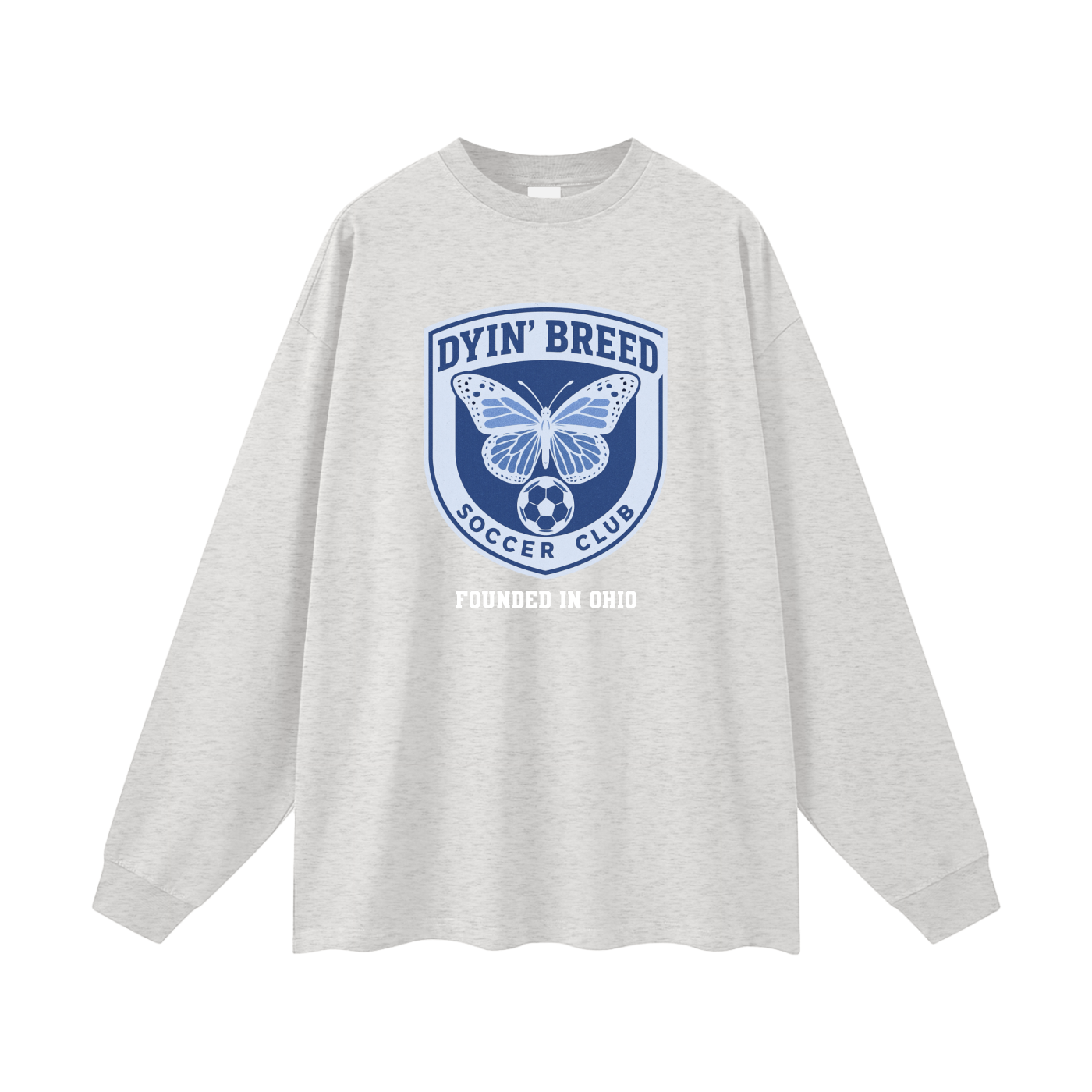 Oversized "SOCCER CLUB." Long Sleeve Tee (Blue)