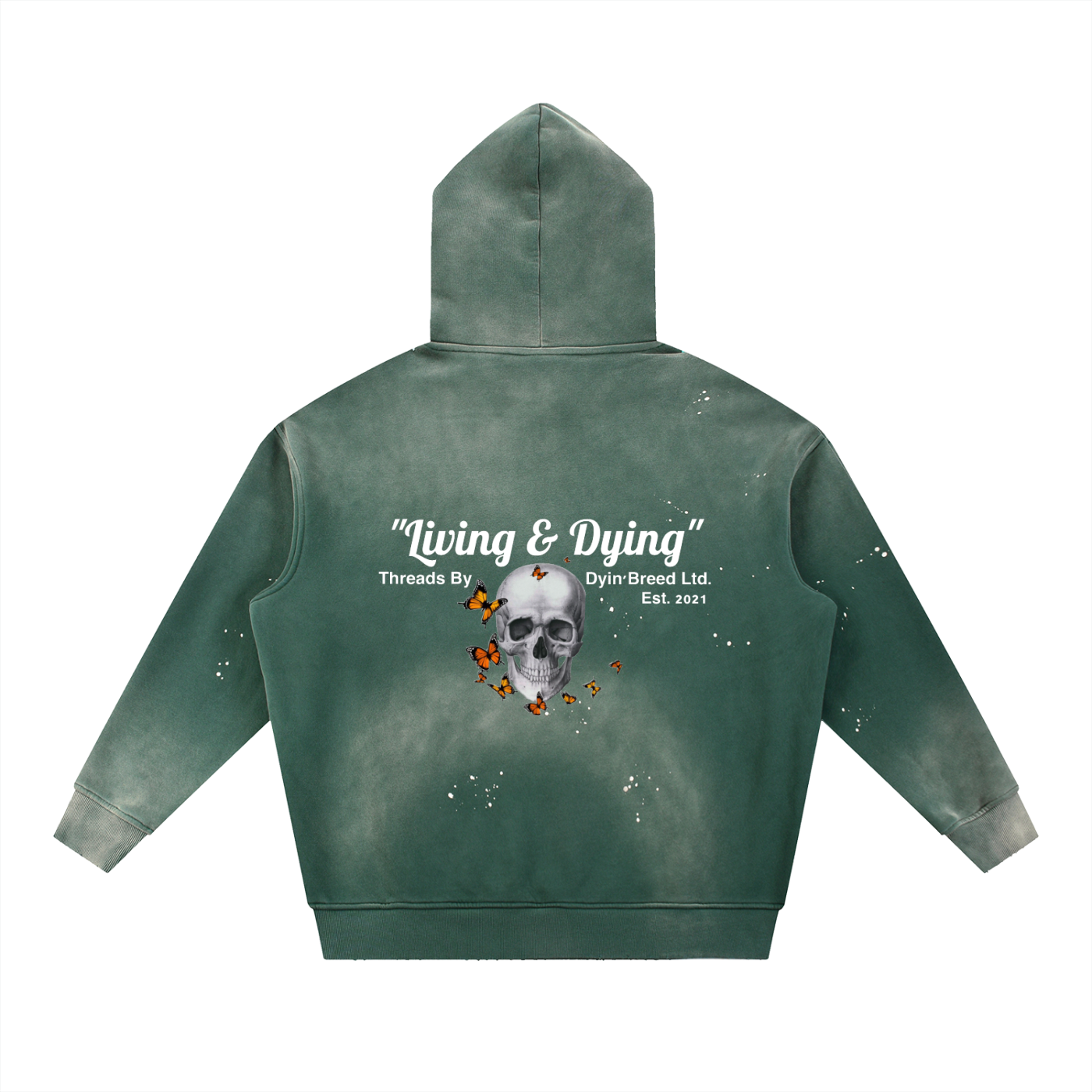 Distressed  "Living & Dyin." Hoodie