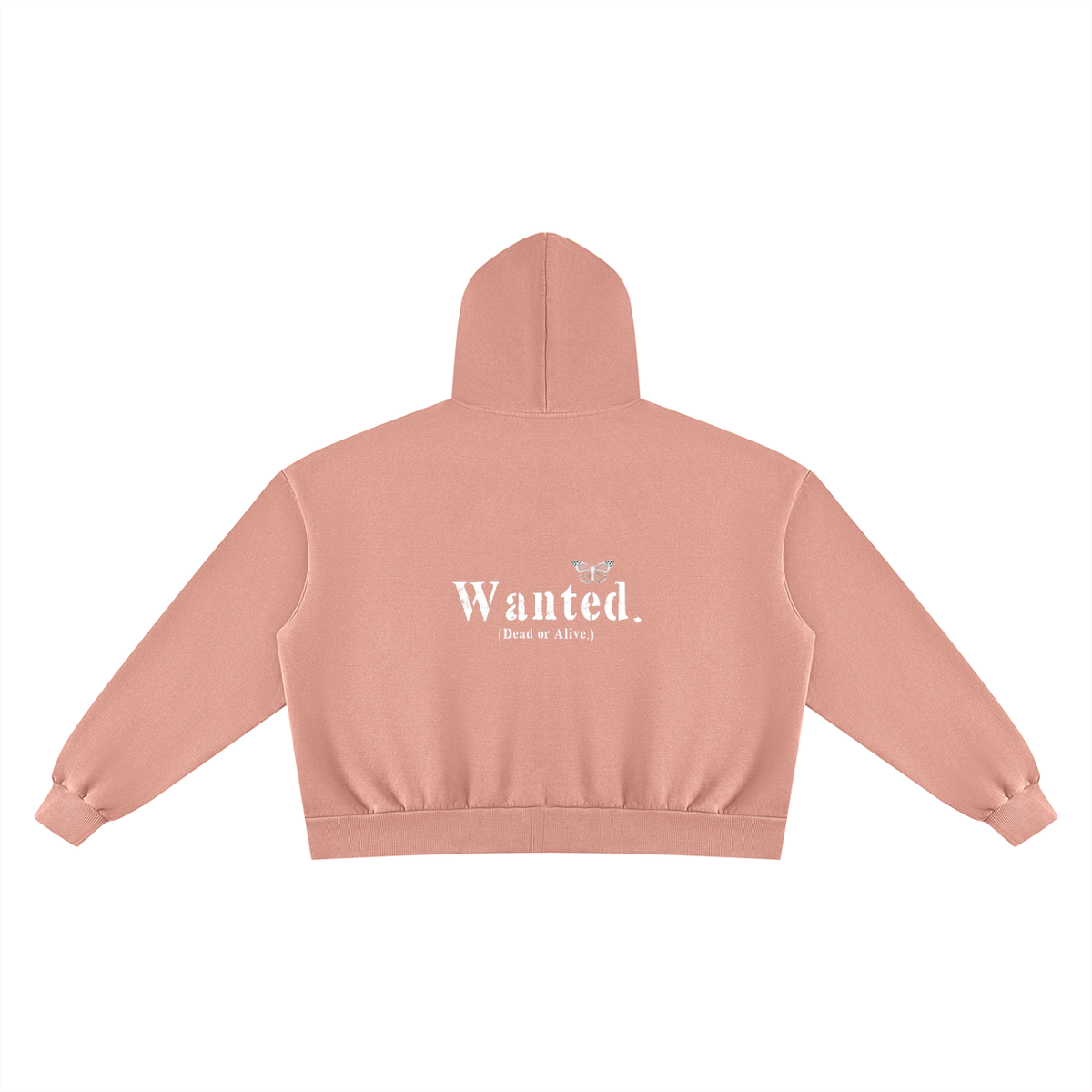 Vintage "WANTED." Box Fit Full Zip Hoodie
