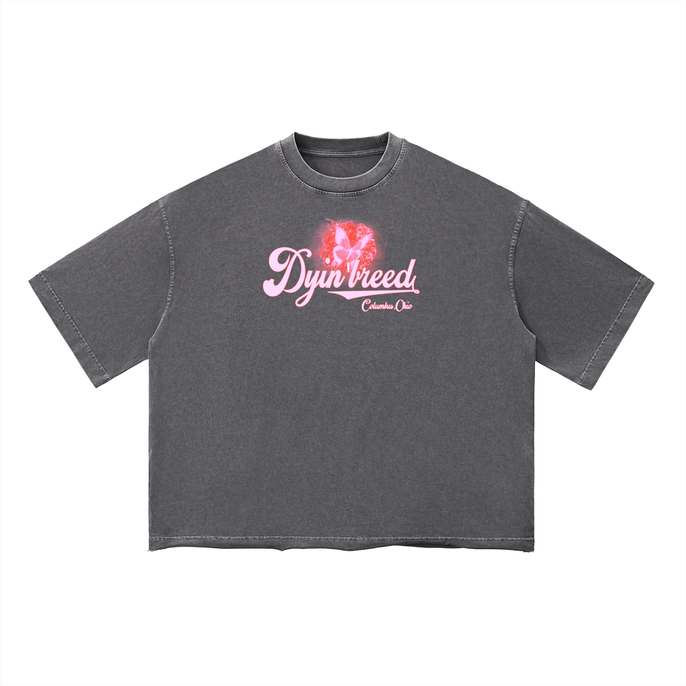 Vintage Wash "BALLPARK." Box Fit Tee (Pink)