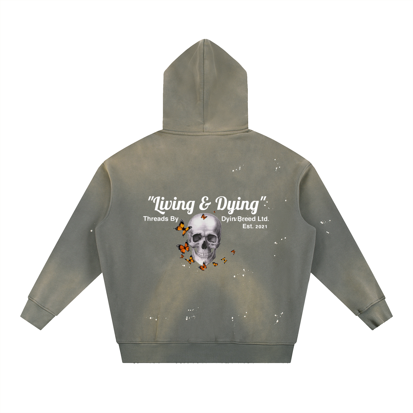 Distressed  "Living & Dyin." Hoodie