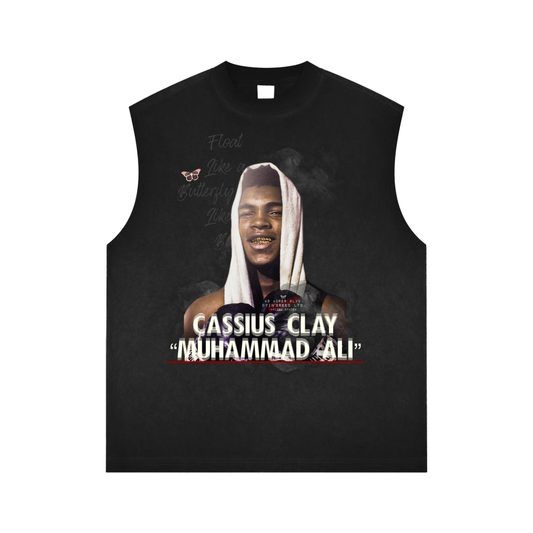 Washed "CASSIUS CLAY." Sleeveless Tee