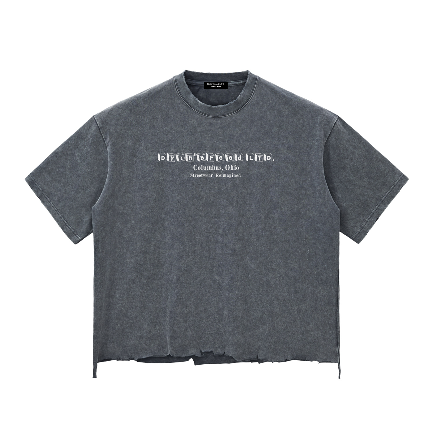 "BUILDING BLOCKS." Raw-Hem Box Fit Tee