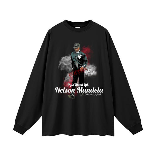 Oversized "NELSON MANDELA." Long Sleeve Tee