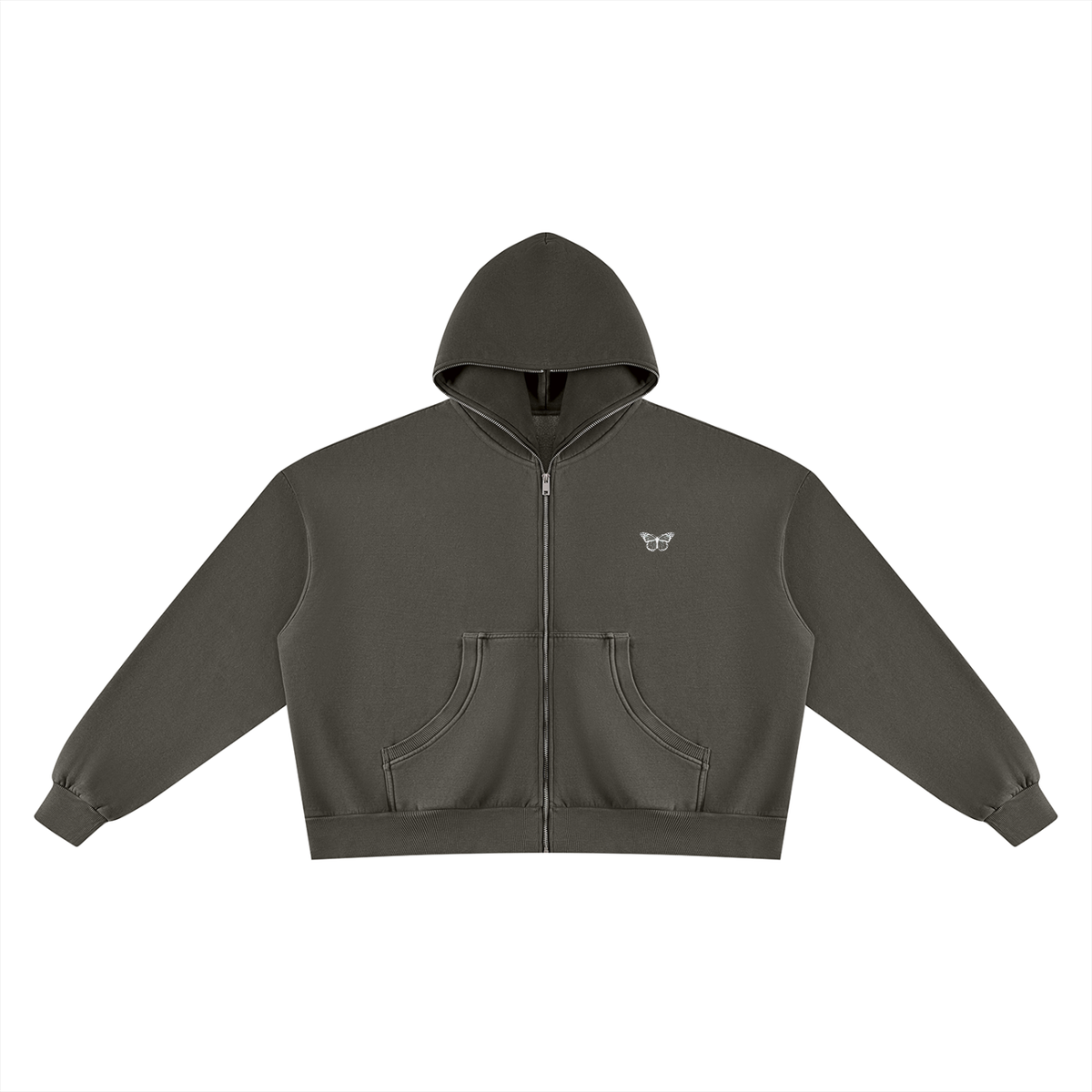 Vintage "WANTED." Box Fit Full Zip Hoodie