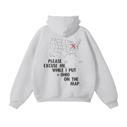 (Gray) "OHIO ON THE MAP." Fleece Hoodie