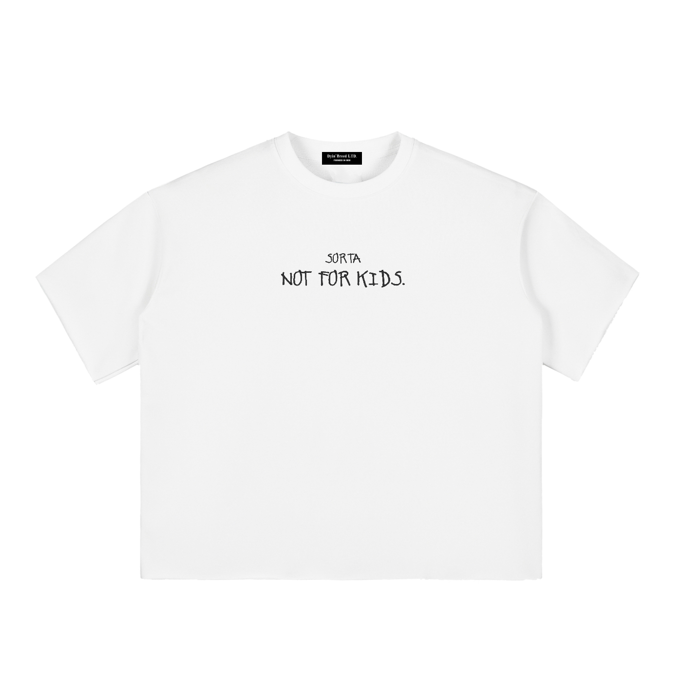 Boxy Half-Sleeve Raw-Edge T-Shirt